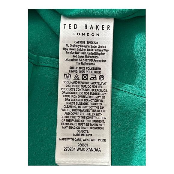 Ted Baker Dress Zandaa Asymmetric Tiered Ruffle green size 5 (US 12) - Picture 7 of 8